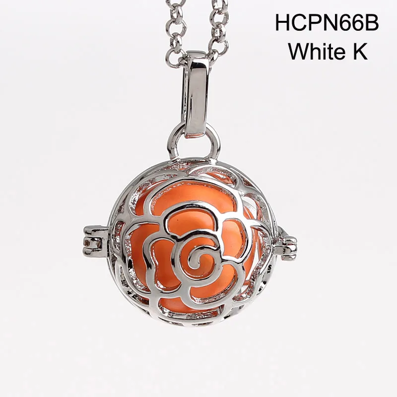 5pcs/lot Rose Flower Copper Hollow Cage Mexican Chime Magic Box Sound Ball Pendant Women Pregnancy Maternity Necklaces HCPN66 | Украшения и