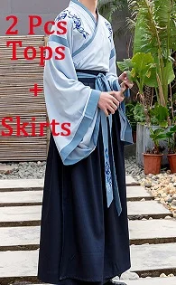 Tops and Skirts Китайский древний китайский костюм ханфу мужские традиционные мужские Han Ele мужские футболки династии Тан костюмы для сценических выступлений одежда DN3515 - Цвет: Tops and Skirts