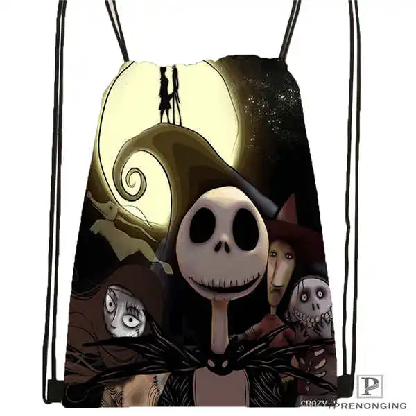 Drawstring Backpack Пользовательские Кошмар перед Рождеством походная сумка на шнурке милый рюкзак для детей(черная спина) 31x40 см#180531-03-48 - Цвет: Drawstring Backpack