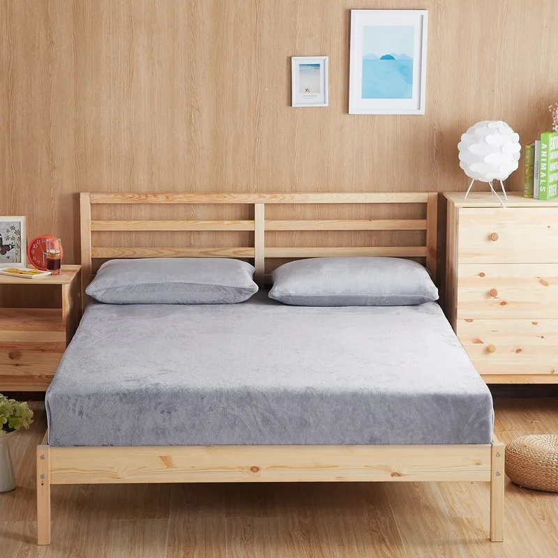 Pure color Flannel Bedding Europe Thicken winter Keep warm plush bed sheet High elasticity all-inclusive fitted cover | Дом и сад