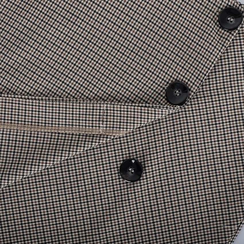 

Hot Sale Fashion Long Plaid Skirt Button Down Vintage Women's Midi Skirts Asymmetrical Cotton Check Gingham Show Thin Clothing