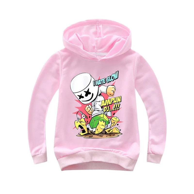 Marshmello из хлопка для мальчиков и девочек толстовки с капюшоном костюм пуловером футболка длинными рукавами
