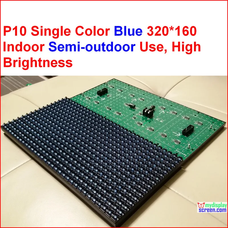 

320*160 32*16 hub12 monochrome p10 ,blue one color led module,p10 single blue module,10mm blue color semi-outdoor led panel