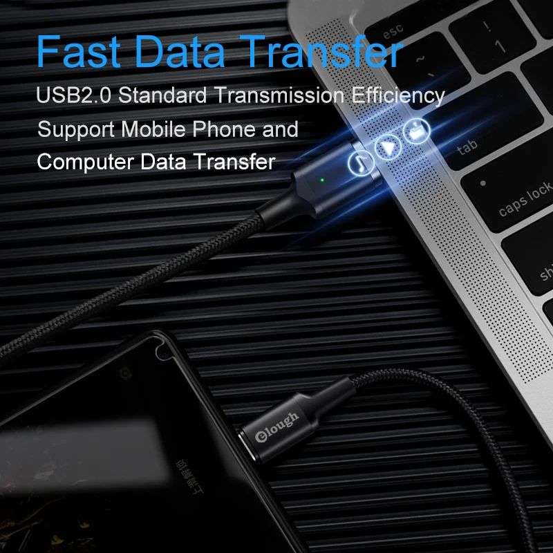Elough 20 в 5A Магнитный кабель для быстрой зарядки usb type C PD магнитное зарядное устройство для Macbook поверхностного ноутбука huawei Xiaomi Phone USB кабель
