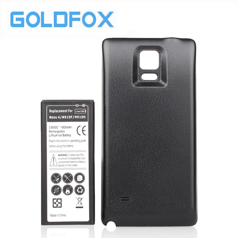Аккумулятор для телефона GOLDFOX 1 х 6800 мАч + Черная задняя крышка чехол Samsung Galaxy Note 4