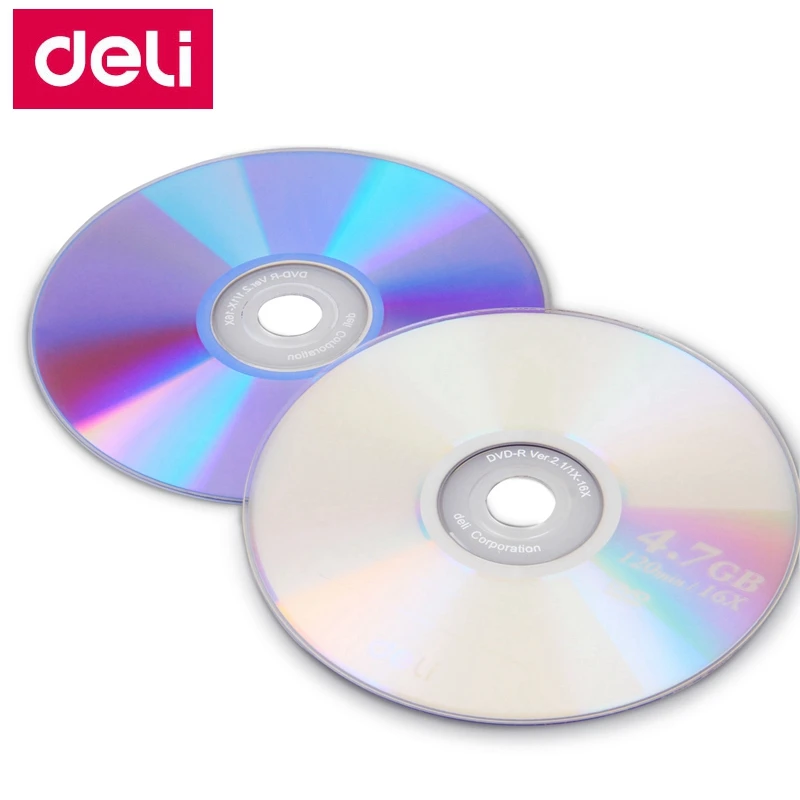 50 шт./лот Deli DVD-R пустые диски записываемый Цифровой Универсальный диск 4,7 GB/120 min/16x DVD-R диски полный пакет