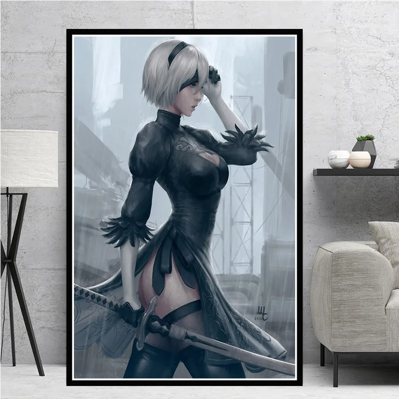 Hot NieR Automata Fight Game Girl Japan Anime Oil Canvas Painting Poster Prints Wall Art Pictures Living Room Home Decoration | Дом и сад
