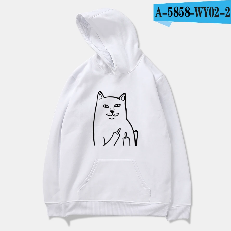 white Лидер продаж, женские толстовки с карманом и котом, толстовки Harajuku, Повседневная Толстовка с капюшоном для мужчин/женщин, с милым принтом, одежда с аниме, верхняя одежда - Цвет: white