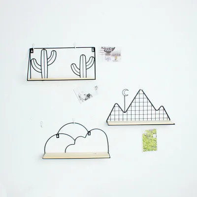 Железный художественный подвесной органайзер с деревянной доской для журналов