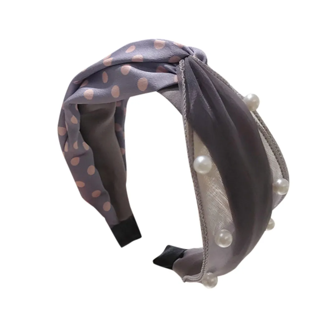 Повязка для волос с бантом и бусинами Жемчужная на голову женщин пляжный