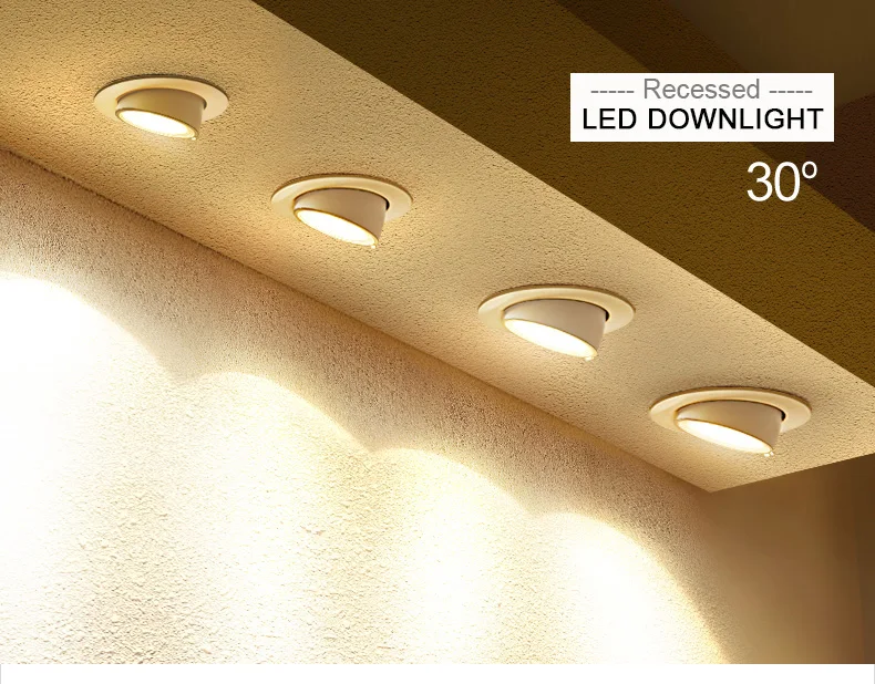 Dimmable Светодиодный точечный светильник со слоном в носу, встраиваемый потолочный светильник COB, светильник для гостиной, коридора, магазина одежды, осветительные приборы
