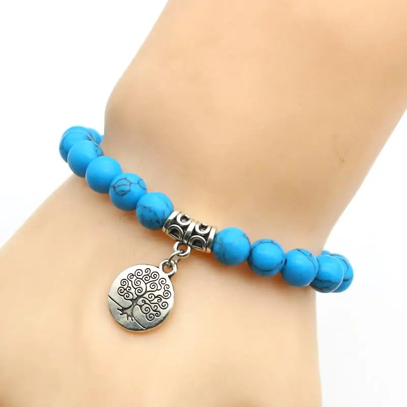 Браслет с подвеской в виде дерева жизни натуральным камнем|Браслеты шармами| |