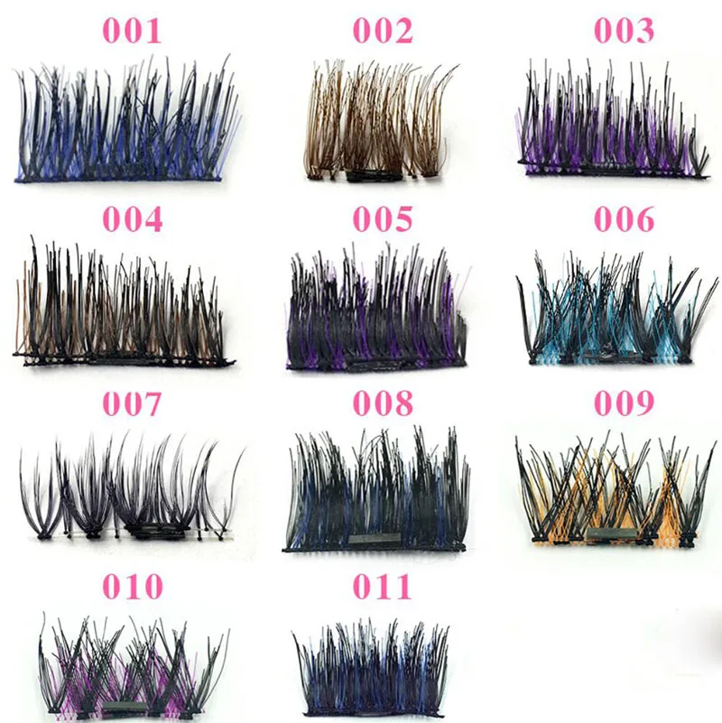 Цветные коричневые 3D Магнитные ресницы накладные на всю полоску магнитные