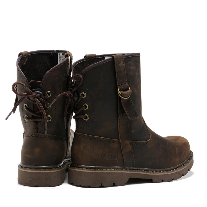 39-44 мужские ботинки винтажные зимние из натуральной кожи коричневые наивысшего