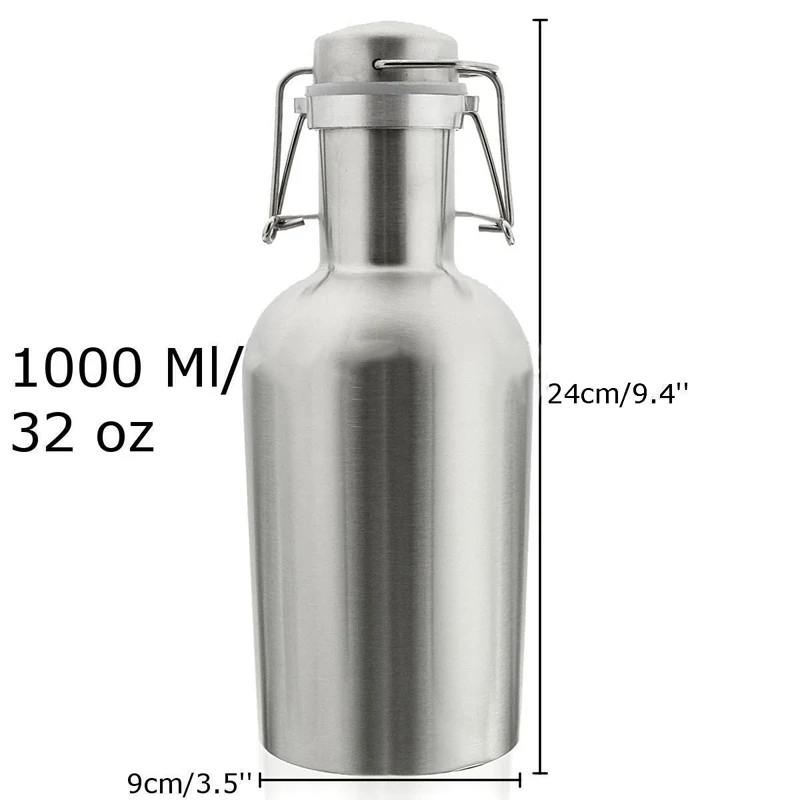 Премиум 32 унции нержавеющая сталь Homebrew пивной Growler 1L безопасный качели топ крышка