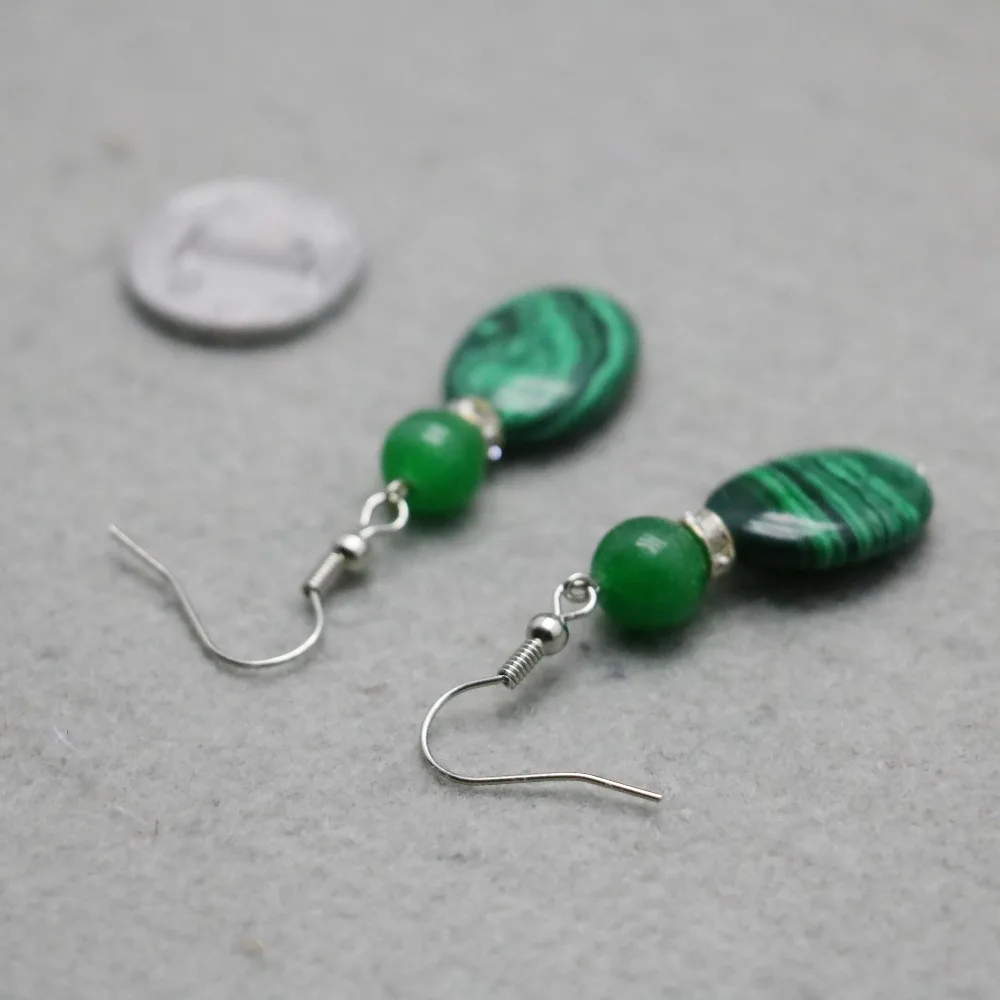 High-quality Classic Green Malachite beads Earrings as gifts for women girls Ladies accessories jewelry making Earbob Eardrop | Украшения и