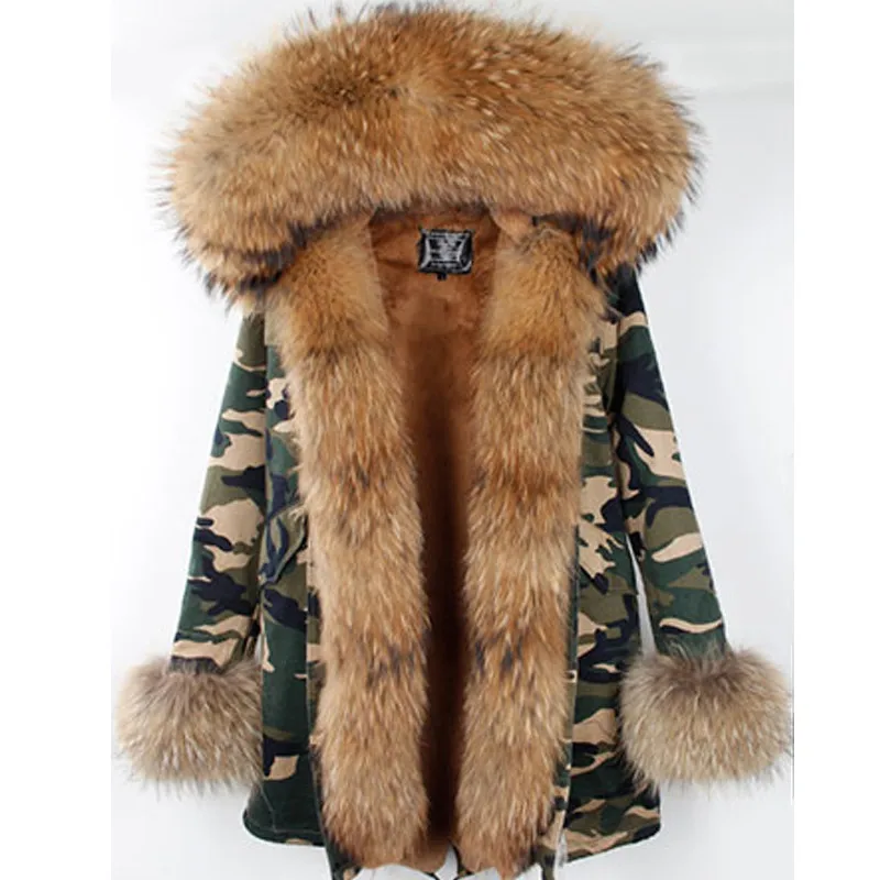 

2021 New Short ArmyGreen Winter jacket With Big Raccoon Fur hooded women outwear thick parkas coat Free Shipping Top brand