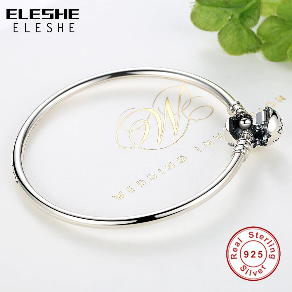 

Real 925 Sterling Silver Bracelet Bangle Crystal Snowflake Clip Charm Beads Bracelet For Women Luxury DIY Jewelry