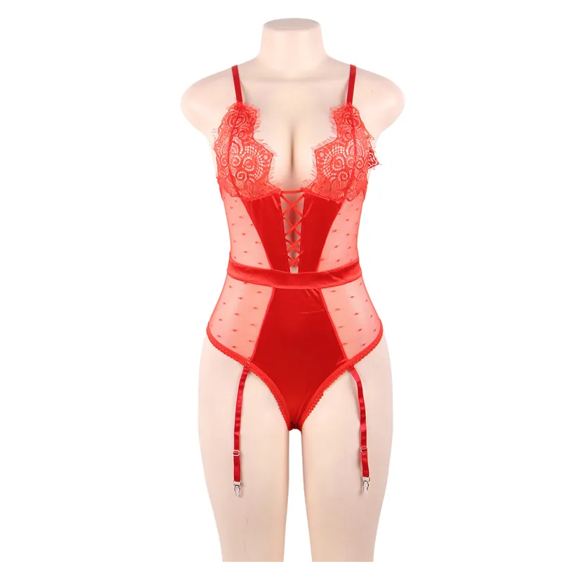 Red Body Suit Боди для женщин, кружевные боди с прозрачной отделкой, женские сексуальные комбинезоны с v-образным вырезом размера плюс, прозрачные комбинезоны RW80651 - Цвет: Red Body Suit