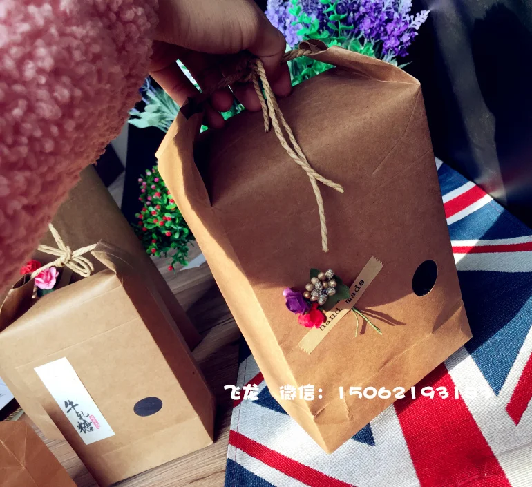 Фото Подарочный пакет из крафт-бумаги мешок для кофе/чая/конфет специальный хранения Подарочный пакет из крафт-бумаги мешок для кофе/чая/конфет специальный хранения