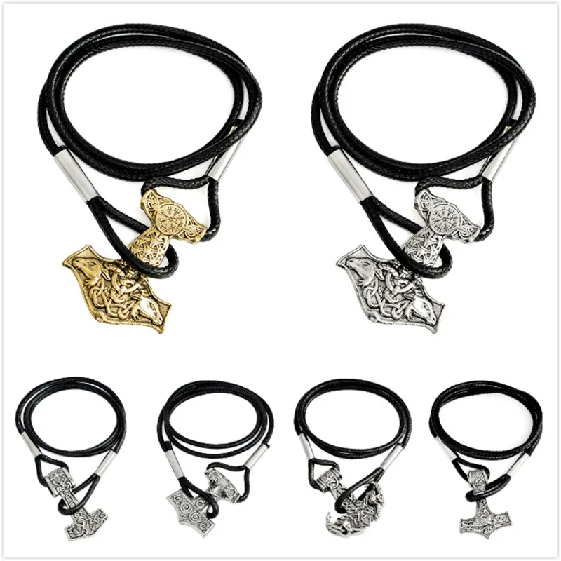 Браслет Viking Thor's hammer Mjolnir Runes бронзовый и старинный серебряный Амулет браслет Amulet