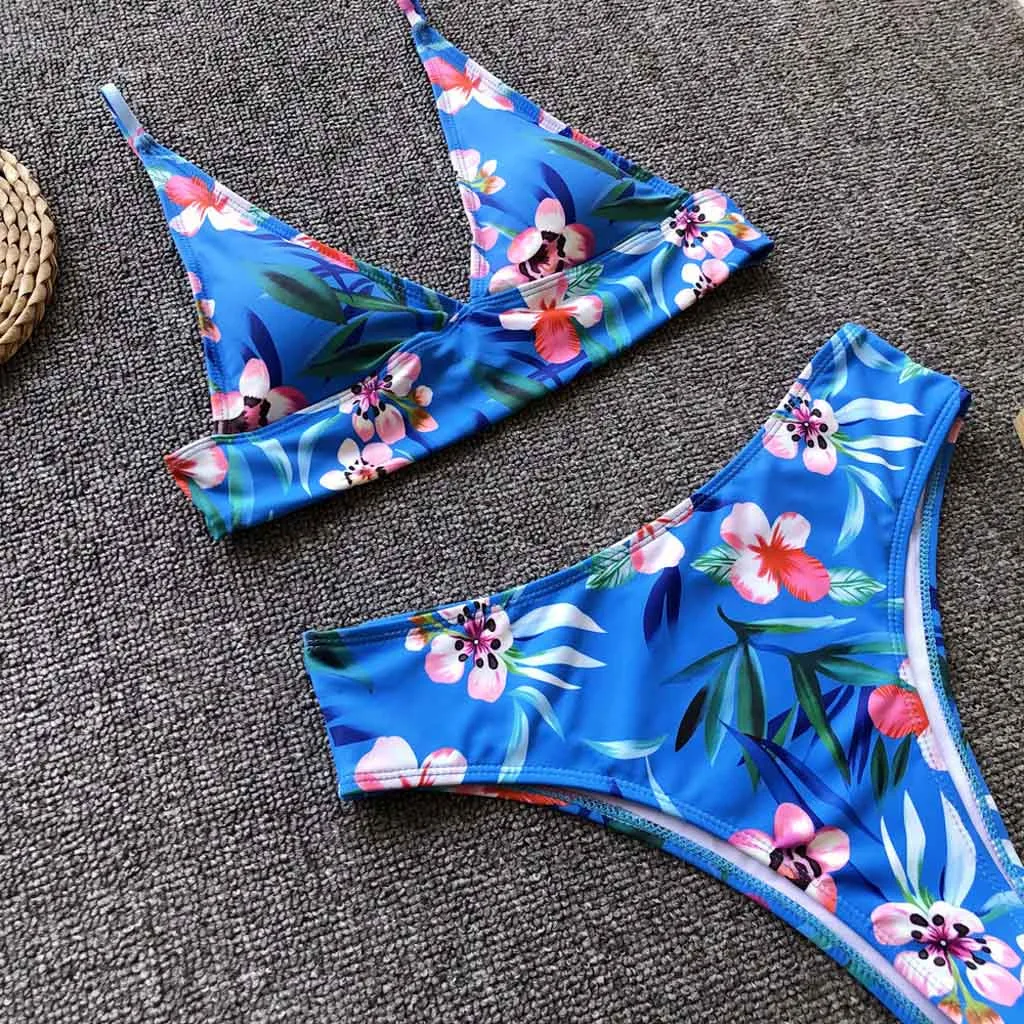 Женский купальник бикини с пуш-апом и цветочным принтом 2019 | Женская одежда
