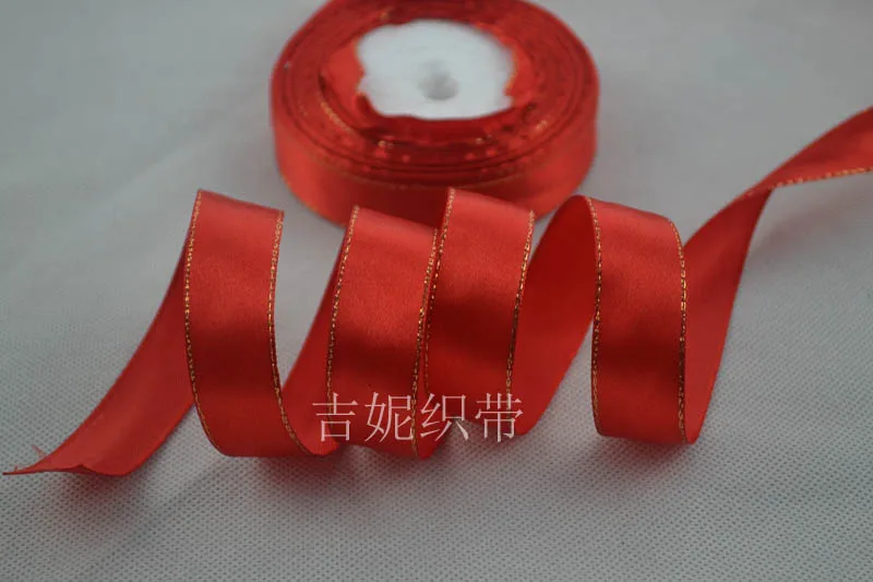 Сатиновая лента с краями красного золота 3/4 дюйма 20 мм 0 шт./25 ярдов аксессуары для