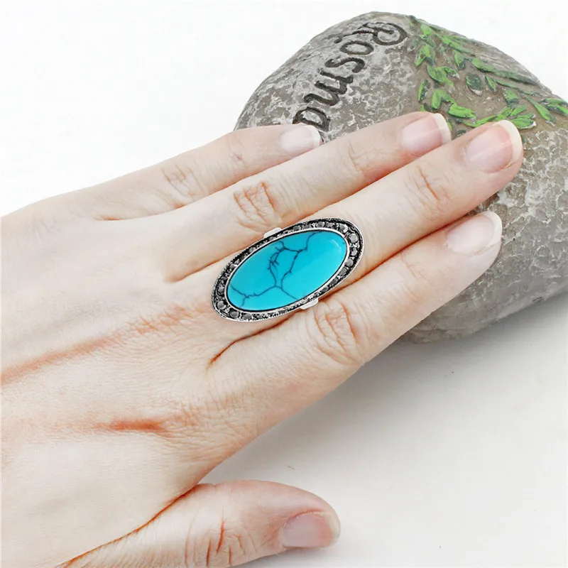 Большой овальный синий и красный цвета камень Кольца Винтаж со стразами для Для