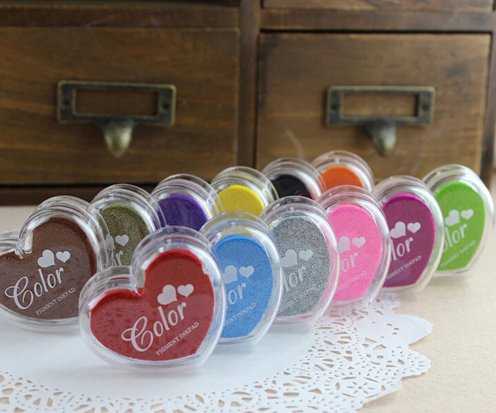 Краска для рисования пальцем 12 Цветов сердце Форма подушечка с цветным