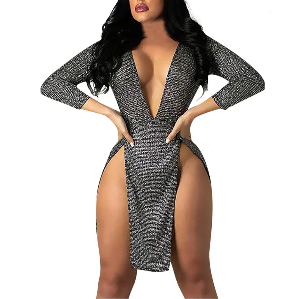 A Для женщин Пляжная юбка Сексуальная Глубокий V бинты Bodycon Вечеринка клуб разделение Подол мини платье - Цвет: A