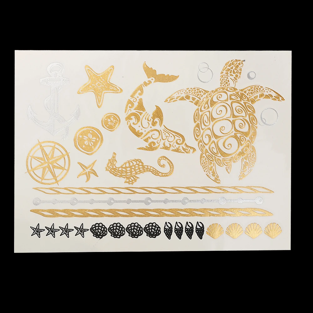 1 шт. горячая вспышка металлик водонепроницаемый временные татуировки Золото