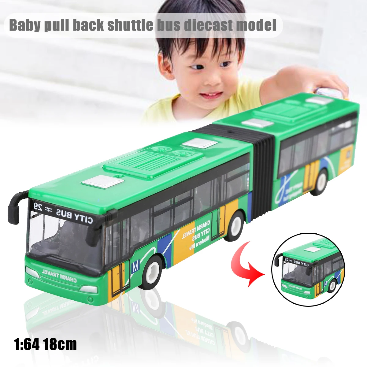 Green Mayitr 1: 64 18 см Детская Металлическая литая под давлением модель автомобиля Шаттлы автобусы автомобили игрушечные лошадки маленький ребенок вытянуть назад игрушка подарок для детей - Цвет: Green