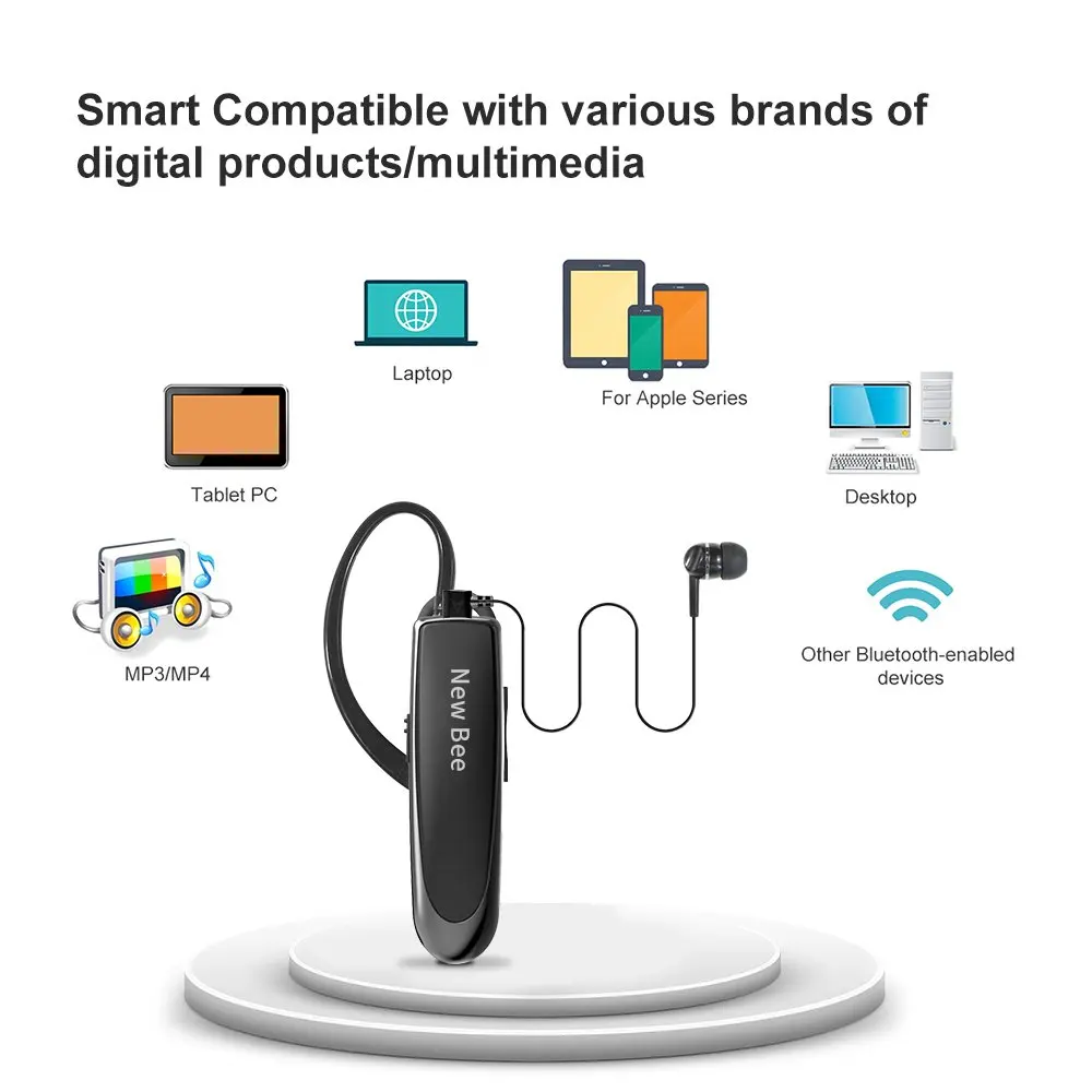 Мини Бизнес Bluetooth наушники с Ушные крючки Беспроводной гарнитура с микрофоном громкой связи спортивные наушники стерео Bluetooth Car Kit