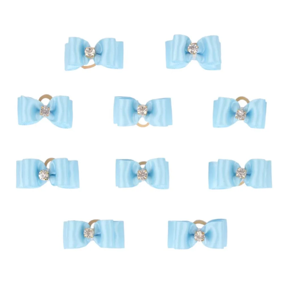 

10/20pcs Dogs Bows Hair Accessories Blue Ribbon Rhinestone Bowknot Topknot for Long Hair Dogs Grooming Products honden strikjes