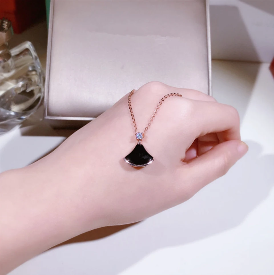 Секторная юбка титановая цепочка с подвеской из нержавеющей стали цепочка ожерелье розовое золото цвет Модные женские ювелирные изделия