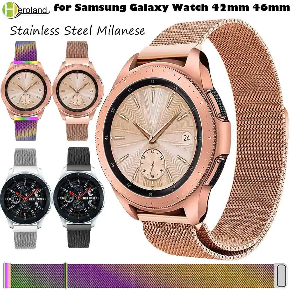 20 мм 22 мм браслет из нержавеющей стали для samsung Galaxy Watch 42 мм 46 мм gear Sport S2/S4 S3 Frontier Миланский магнитный браслет