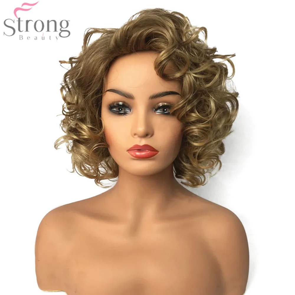 StrongBeauty женский синтетический парик натуральный средней длины вьющиеся волосы блонд парики