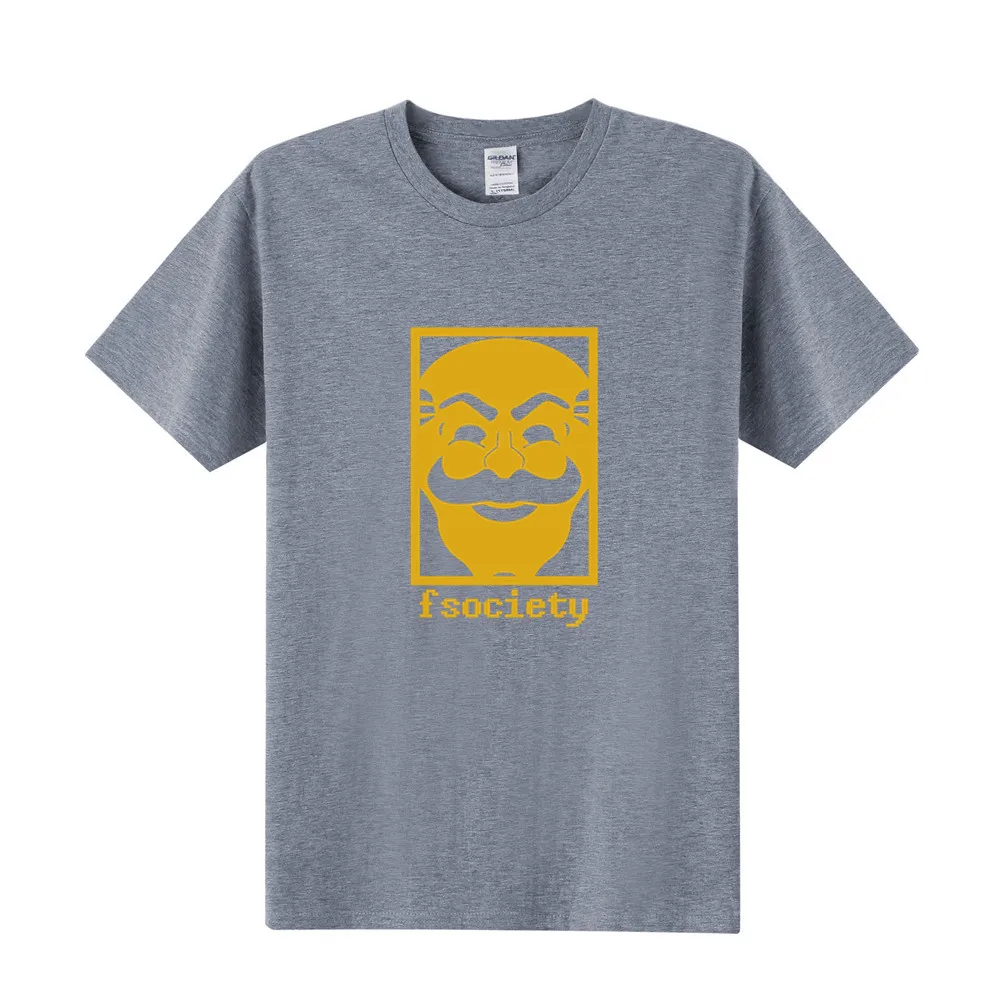 Мужская футболка с принтом маски Mr Robot летняя хлопковая коротким рукавом и