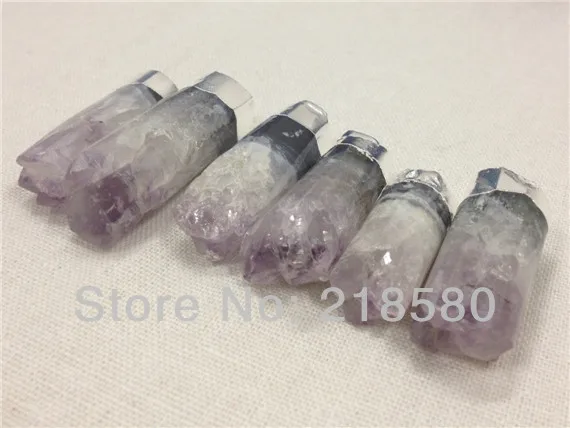 

SP-017 10pcs Amethysts Druzy Cylinder Charms Pendants Silver OR God 25mm-40mmx 10mm-13mm