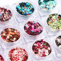 12 laser colors mixed size round holographic glitter nail sequins mermaid for nail art tips decorations new arrive
