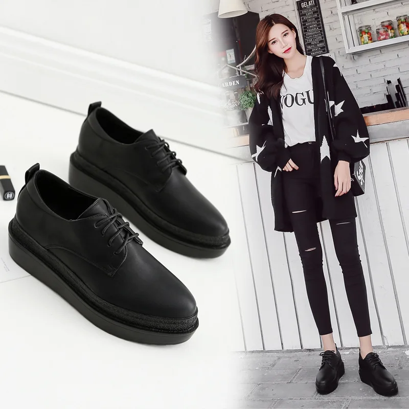 Женские туфли дерби со звездами из лакированной кожи на платформе Туфли оксфорды