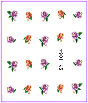 6 упак./лот блестящая водная наклейка наклейки на ногти цветок OLEANDER POT MARIGOLD CHINA ROSE