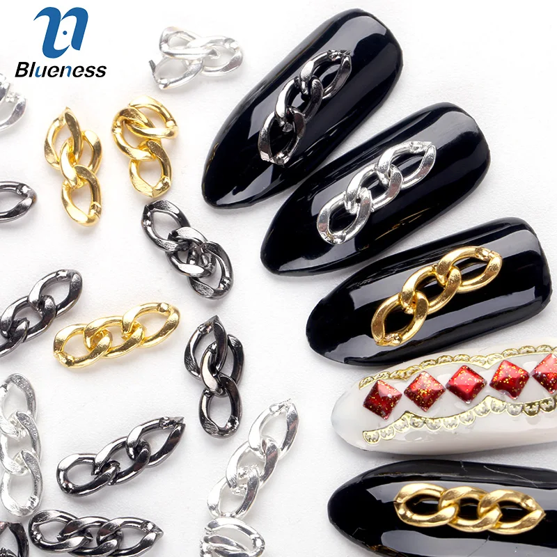 10 шт./упак. плоский дизайн с цепочкой украшения для дизайна ногтей 3 цвета