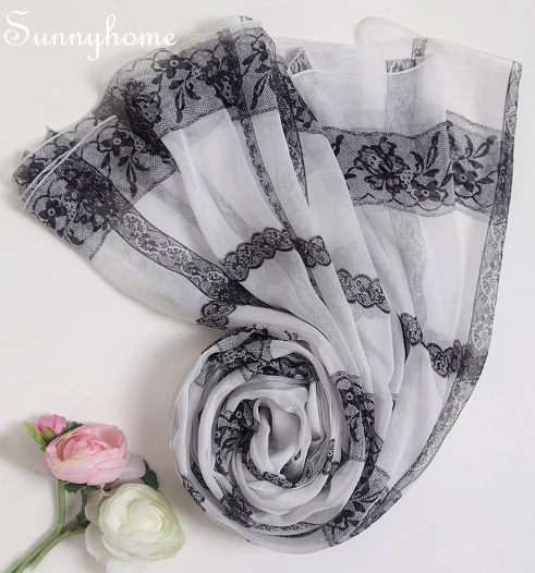 Cachecol Militar Wrap Scarves100 % чистый шелк роскошный брендовый дизайнерский черно белый кружевной шарф такса хиджаб