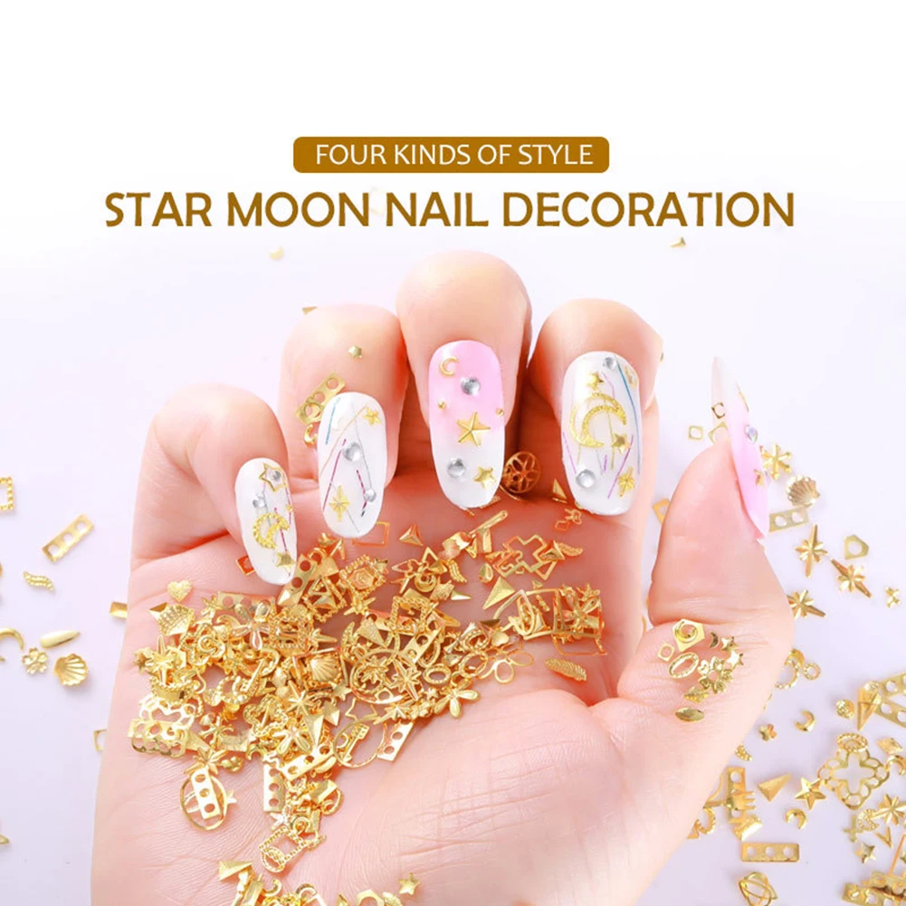 Металлические украшения для ногтей 3D Moon Star Love в виде сердца и цветов|Стразы