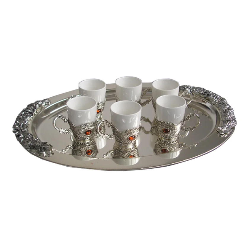 Ever Perfect 41 см Овальный Стил посеребренный металл поднос обслуживания для