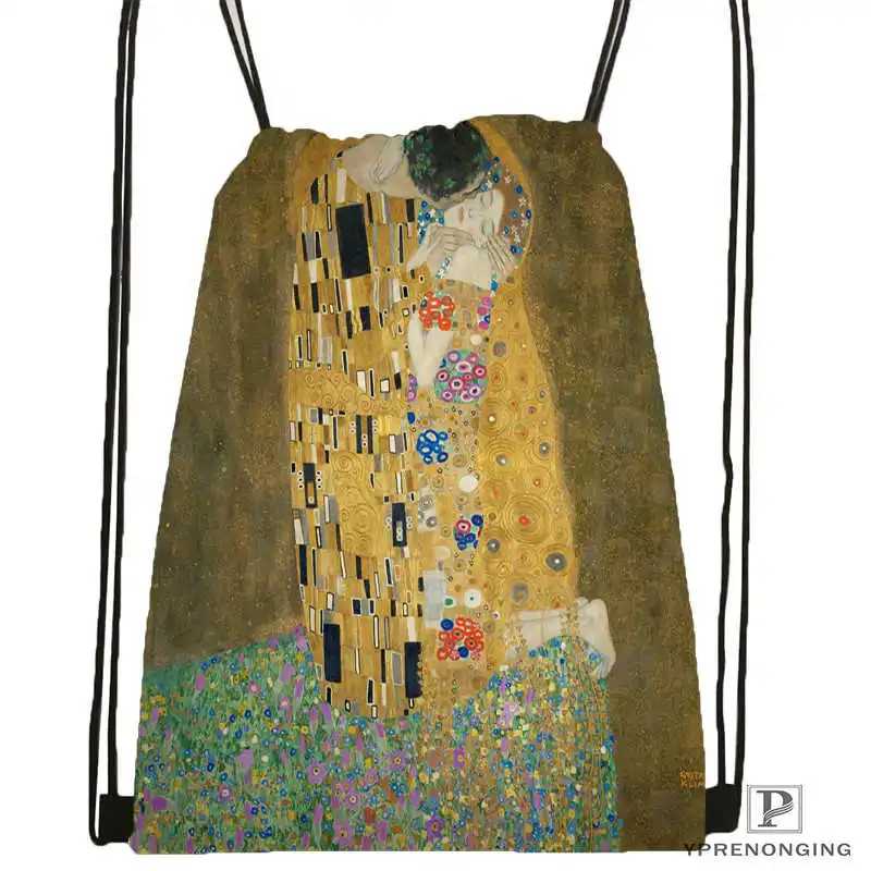 Drawstring Backpack На выбор Gustav Klimt#10 походная сумка на шнурке милый рюкзак для детей(черная спинка) 31x40 см#180531-02-39 - Цвет: Drawstring Backpack