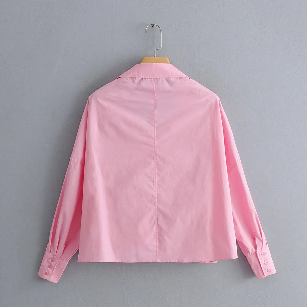 Модная розовая Женская рубашка новинка 2019 распродажа v образный вырез рукав