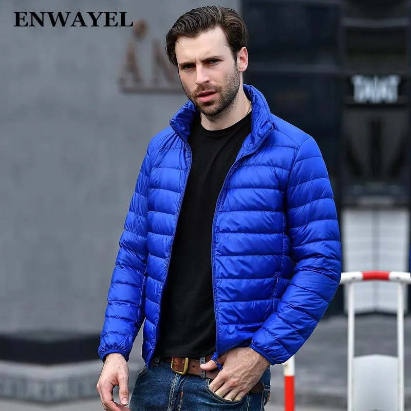 Enwayel Демисезонный тонкий 95% белая утка Пух куртка Для мужчин - Цена: 2766.35