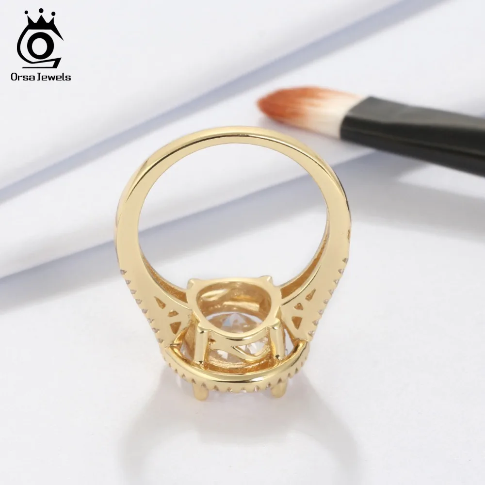 ORSA JEWELS роскошное женское свадебное и обручальное кольцо 6ct большая овальная резка AAA ослепительное CZ серебряное кольцо золотого цвета ROR98